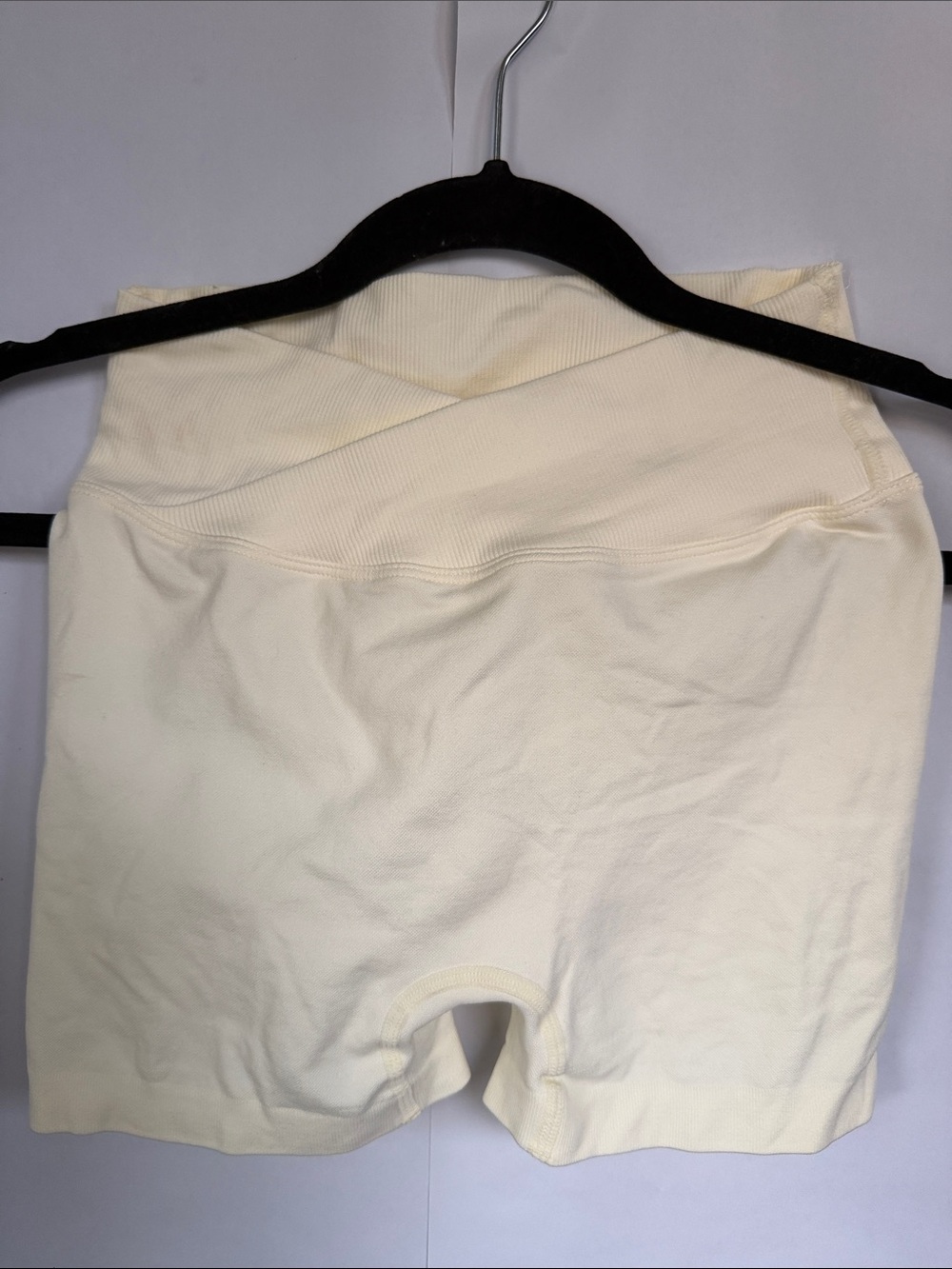 High-Waist Athletic Bike Shorts in Cream